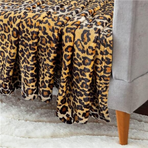 Flannel Fleece Throw Blanket for Couch Leopard Print Blanket Lightweight Fuzzy - Picture 6 of 7